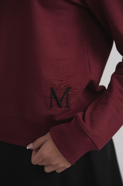 Dolman Sleeve Button Sweatshirt - Wine MOOD + ELLWI