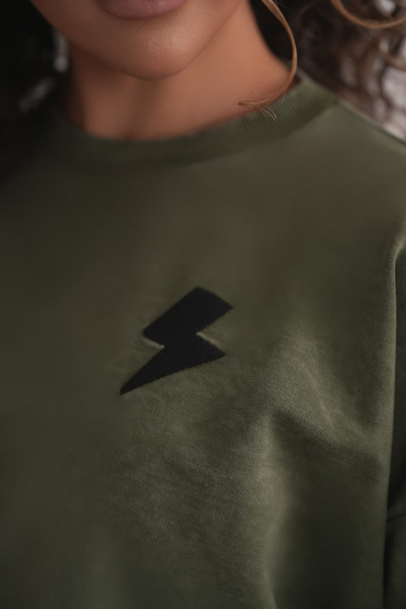 Acid Wash Sweatshirt - Khaki MOOD + ELLWI