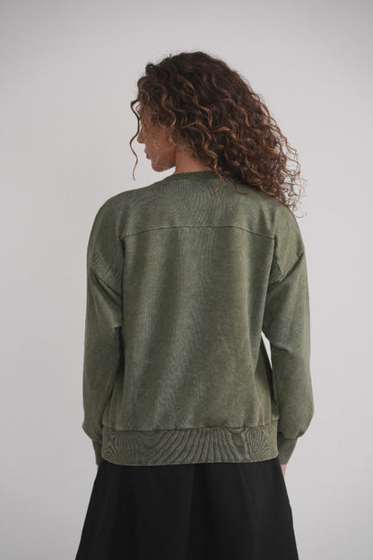 Acid Wash Sweatshirt - Khaki MOOD + ELLWI