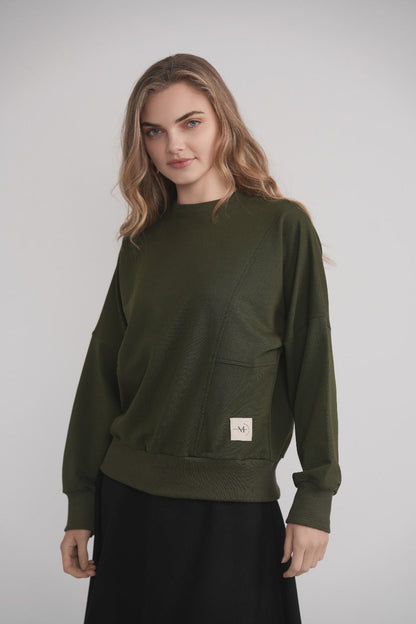 French Terry Sweatshirt with Logo - Khaki MOOD + ELLWI