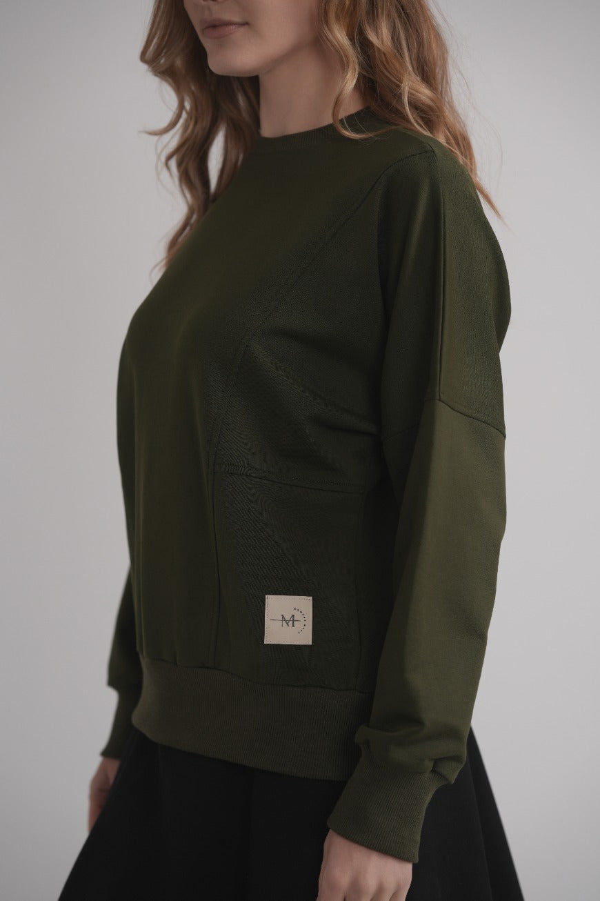 French Terry Sweatshirt with Logo - Khaki MOOD + ELLWI