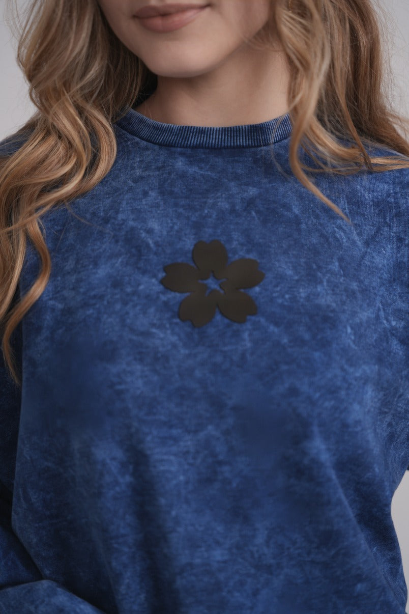 Acid Wash Dolman Sweatshirt - Blue MOOD + ELLWI