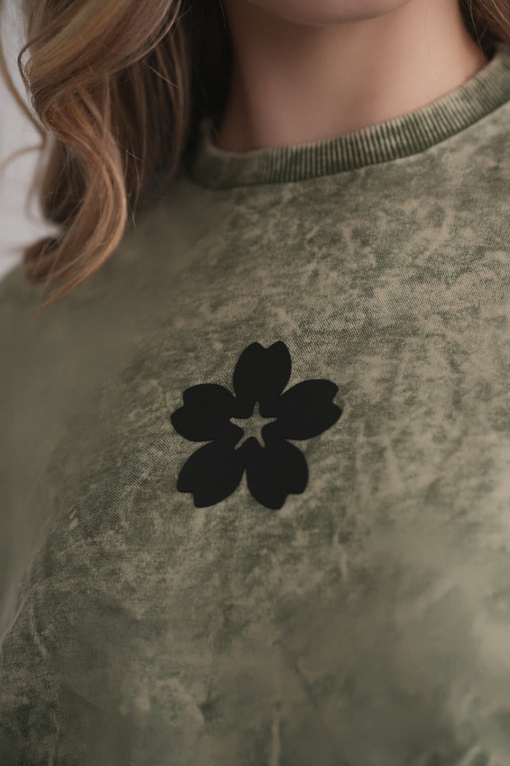Acid Wash Dolman Sweatshirt - Green MOOD + ELLWI