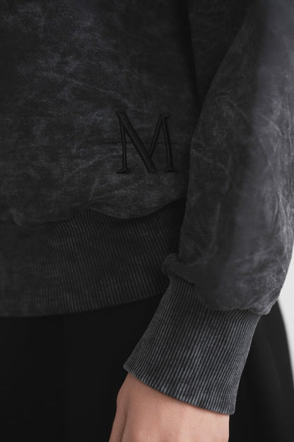 Acid Wash Sweatshirt With Buttons - Grey MOOD + ELLWI