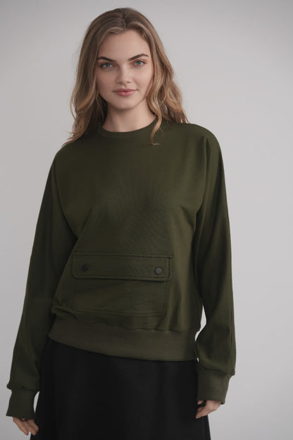Front Pocket Sweatshirt - Khaki MOOD + ELLWI