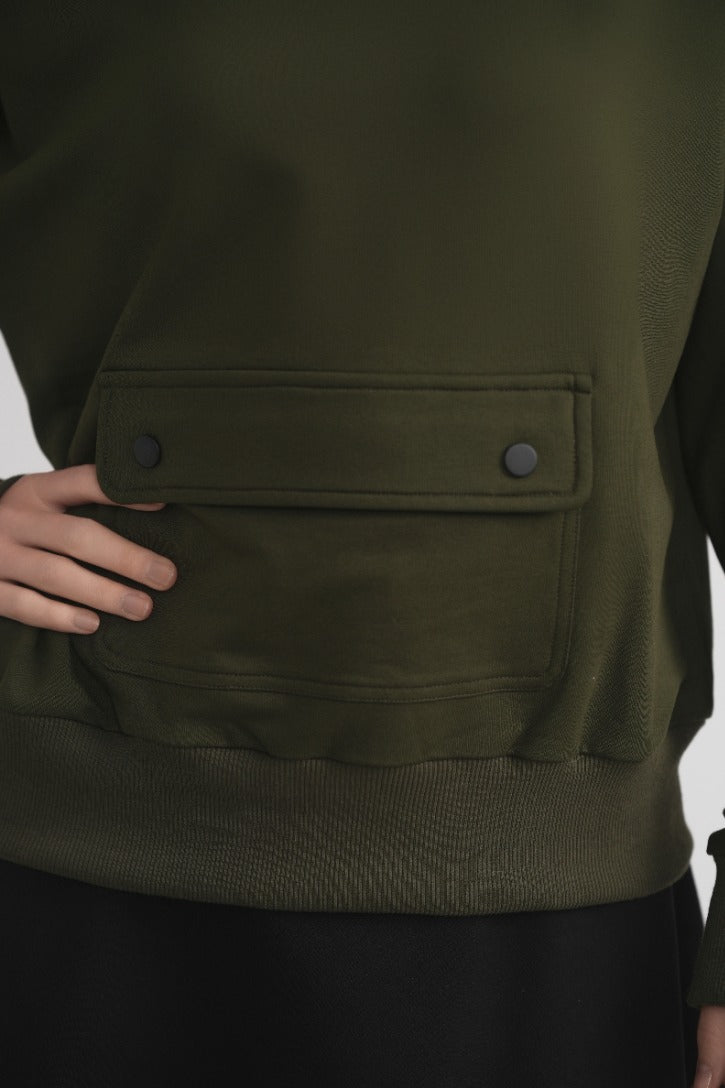 Front Pocket Sweatshirt - Khaki MOOD + ELLWI