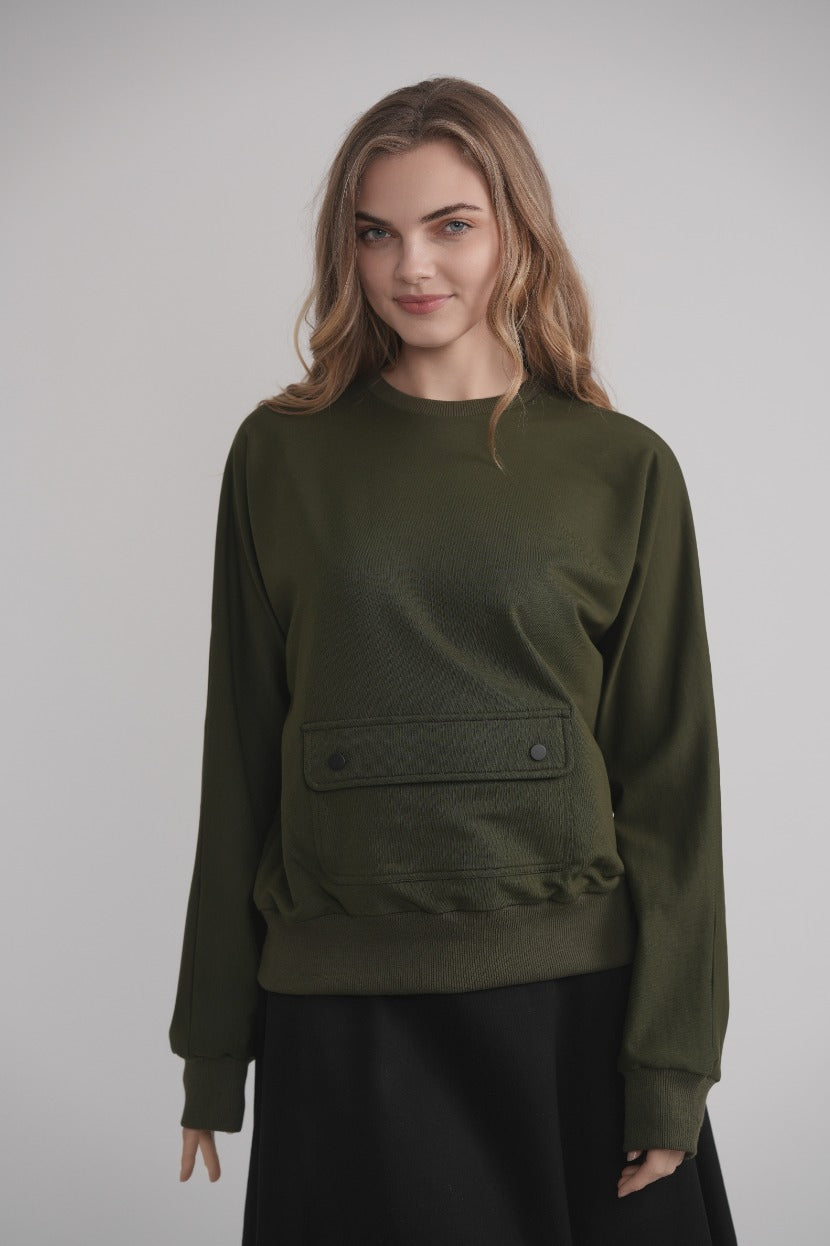 Front Pocket Sweatshirt - Khaki MOOD + ELLWI