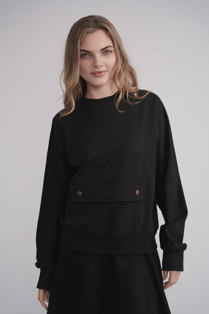 Front Pocket Sweatshirt - Black MOOD + ELLWI