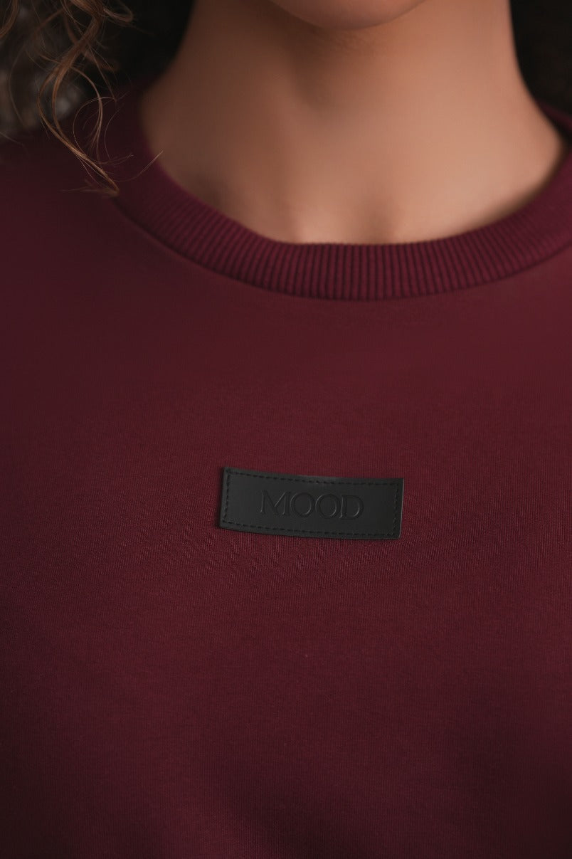 Wine Sweatshirt With Leather Embossed Logo MOOD + ELLWI