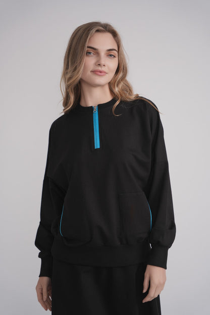 Torquoise Zipper Sweathshirt MOOD + ELLWI