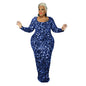 Elegant Plus Size Leopard Bodycon Maxi Dress for Fall