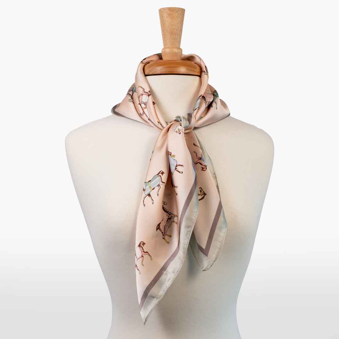 Hunt Club - Stylized Equestrian Scarf in Ivory and Dusty Pink Urban-Equestrian