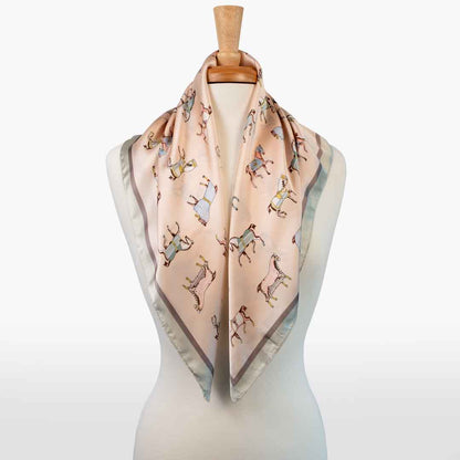 Hunt Club - Stylized Equestrian Scarf in Ivory and Dusty Pink Urban-Equestrian