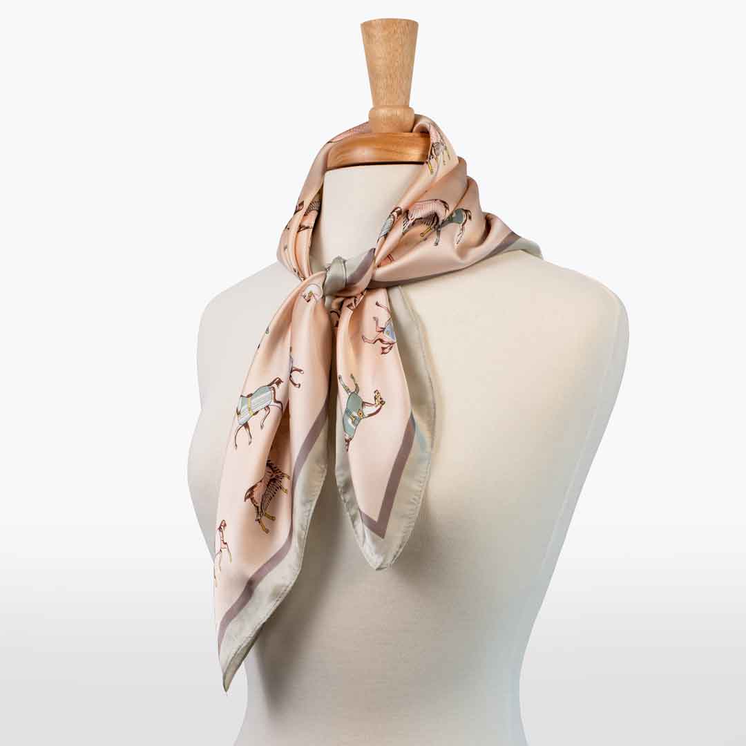 Hunt Club - Stylized Equestrian Scarf in Ivory and Dusty Pink Urban-Equestrian