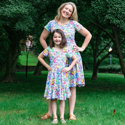"Staff Meeting" Rainbow Music Notes Super Twirler Dress with Pockets Princess Awesome & Boy Wonder