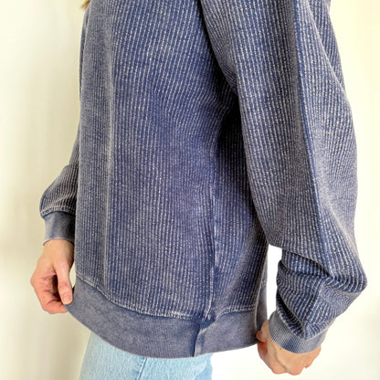 Navy Oversized Corded Crew Ivy + Cloth