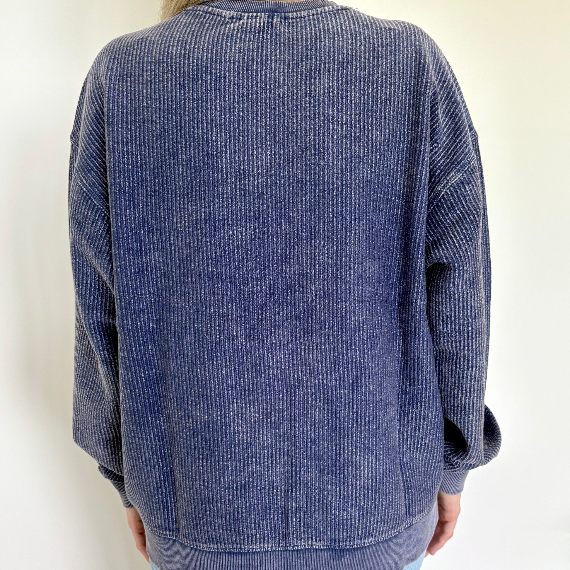 Navy Oversized Corded Crew Ivy + Cloth