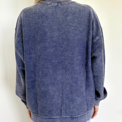 Navy Oversized Corded Crew Ivy + Cloth