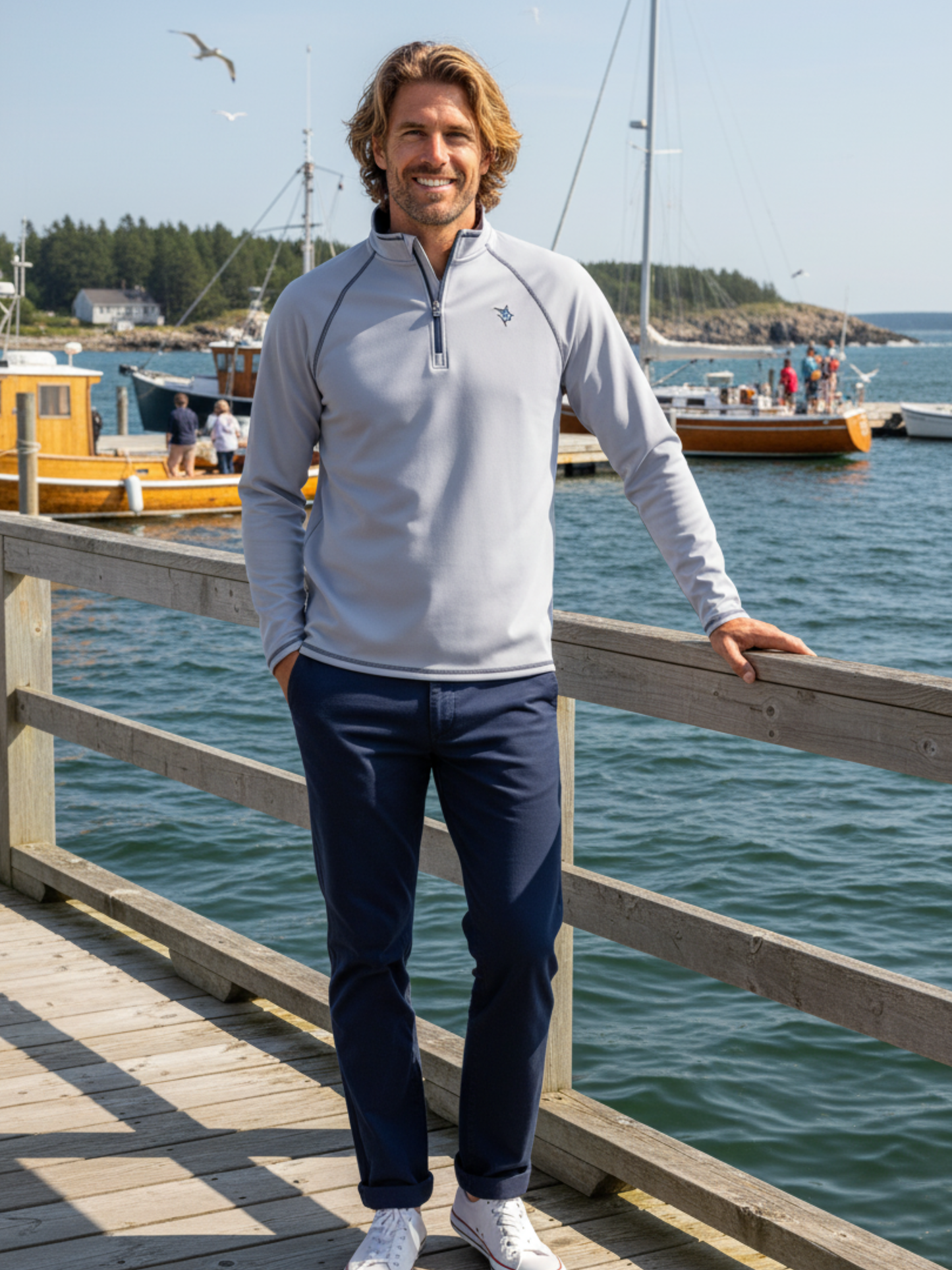 New Harbor Quarter Zip Effortless Comfort White Water Life