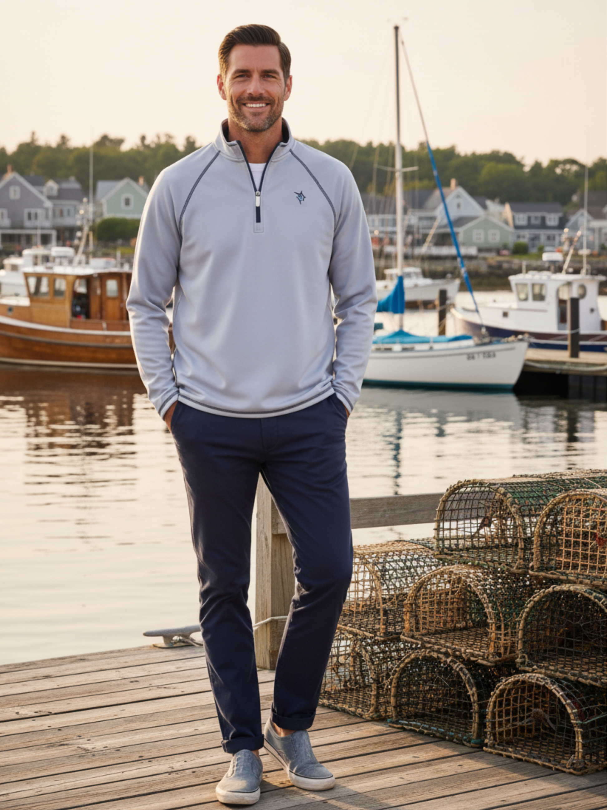 New Harbor Quarter Zip Effortless Comfort White Water Life