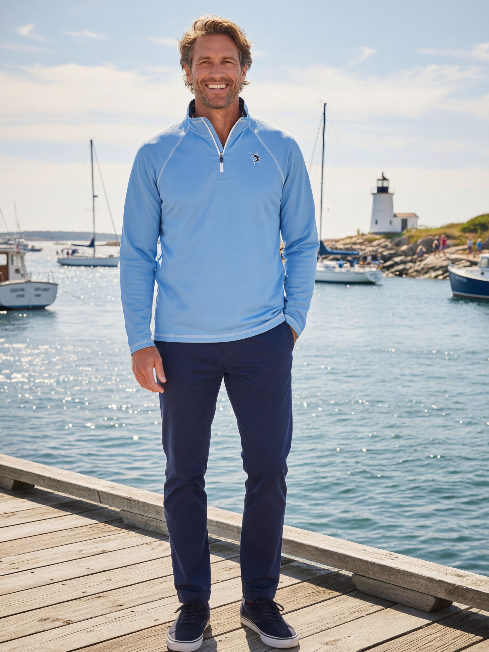 New Harbor Quarter Zip Effortless Comfort White Water Life