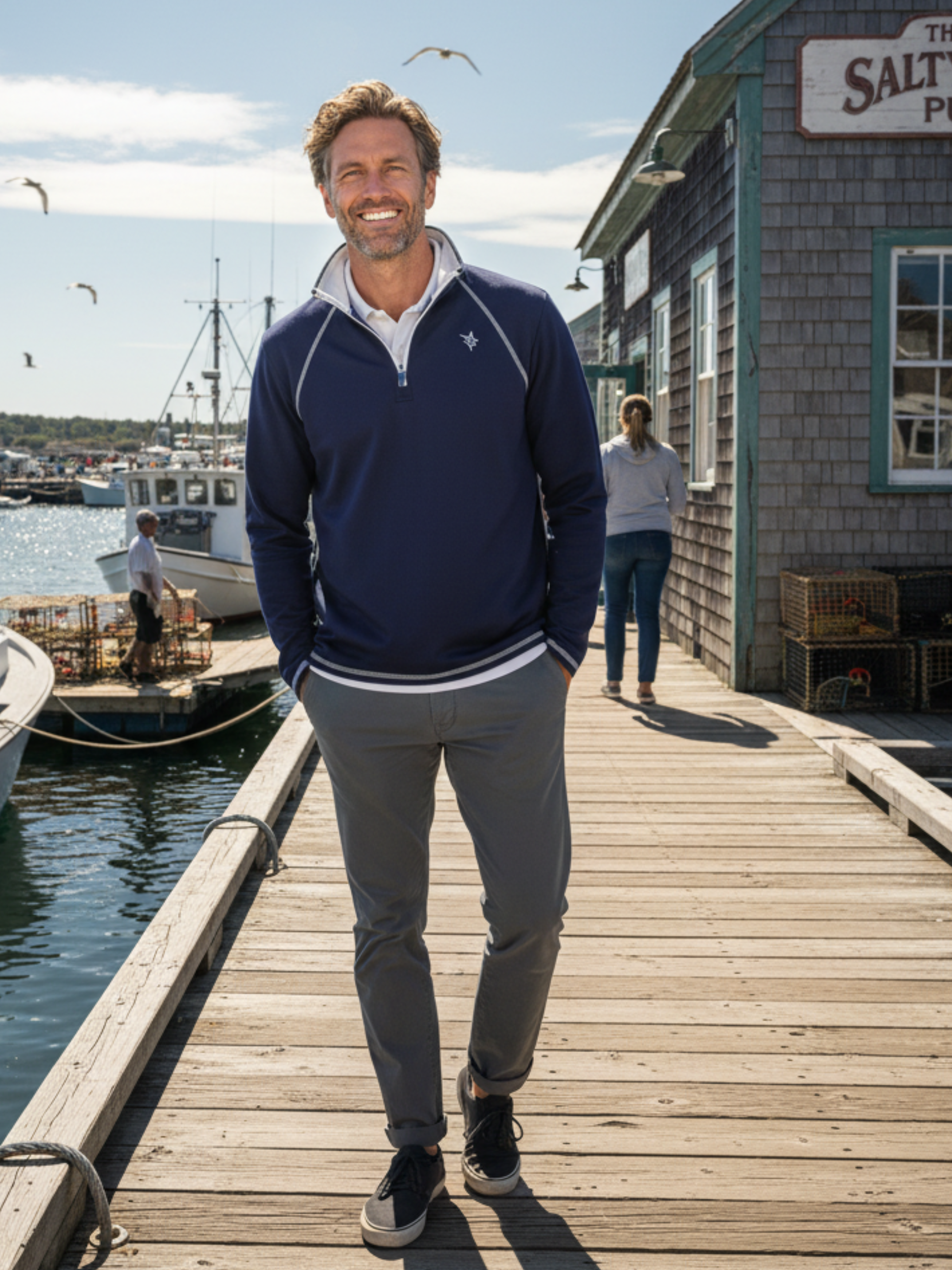 New Harbor Quarter Zip Effortless Comfort White Water Life