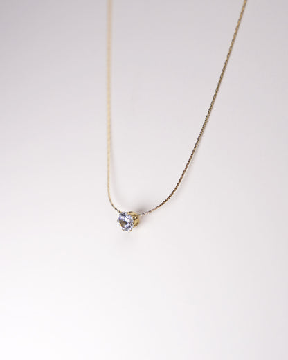 Single Zircon Diamond Pendant Necklace LUNAR VINES