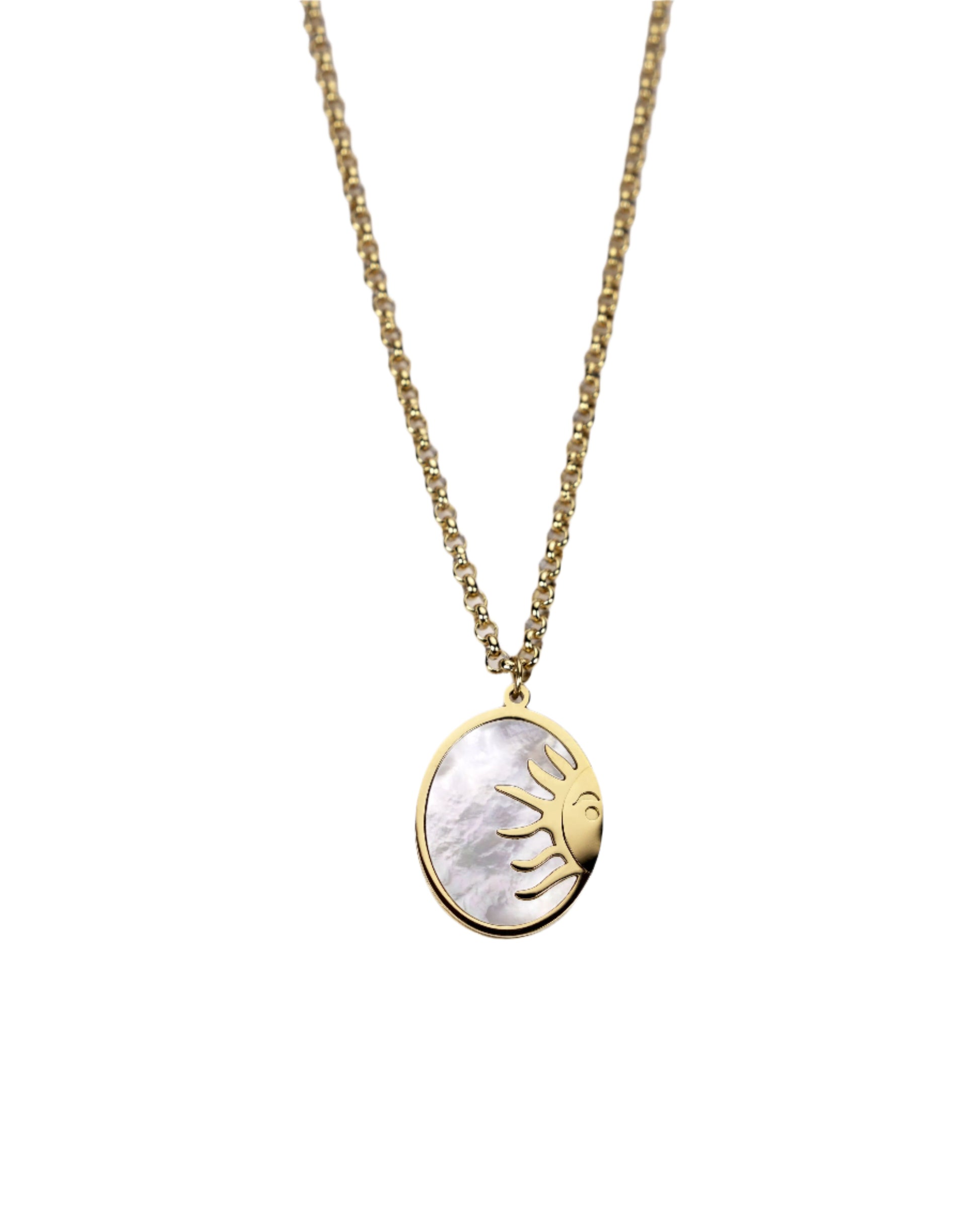Pearl Shell Sun Pendant Necklace LUNAR VINES