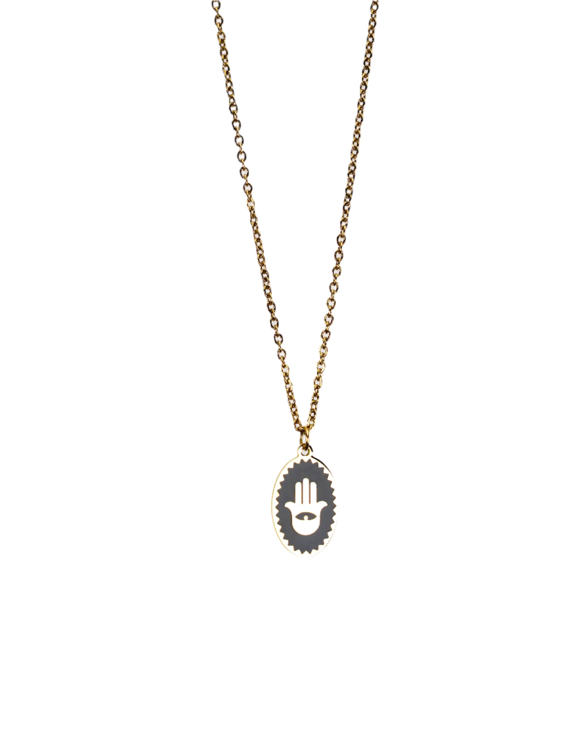 Enamel Hamsa Pendant Necklace LUNAR VINES