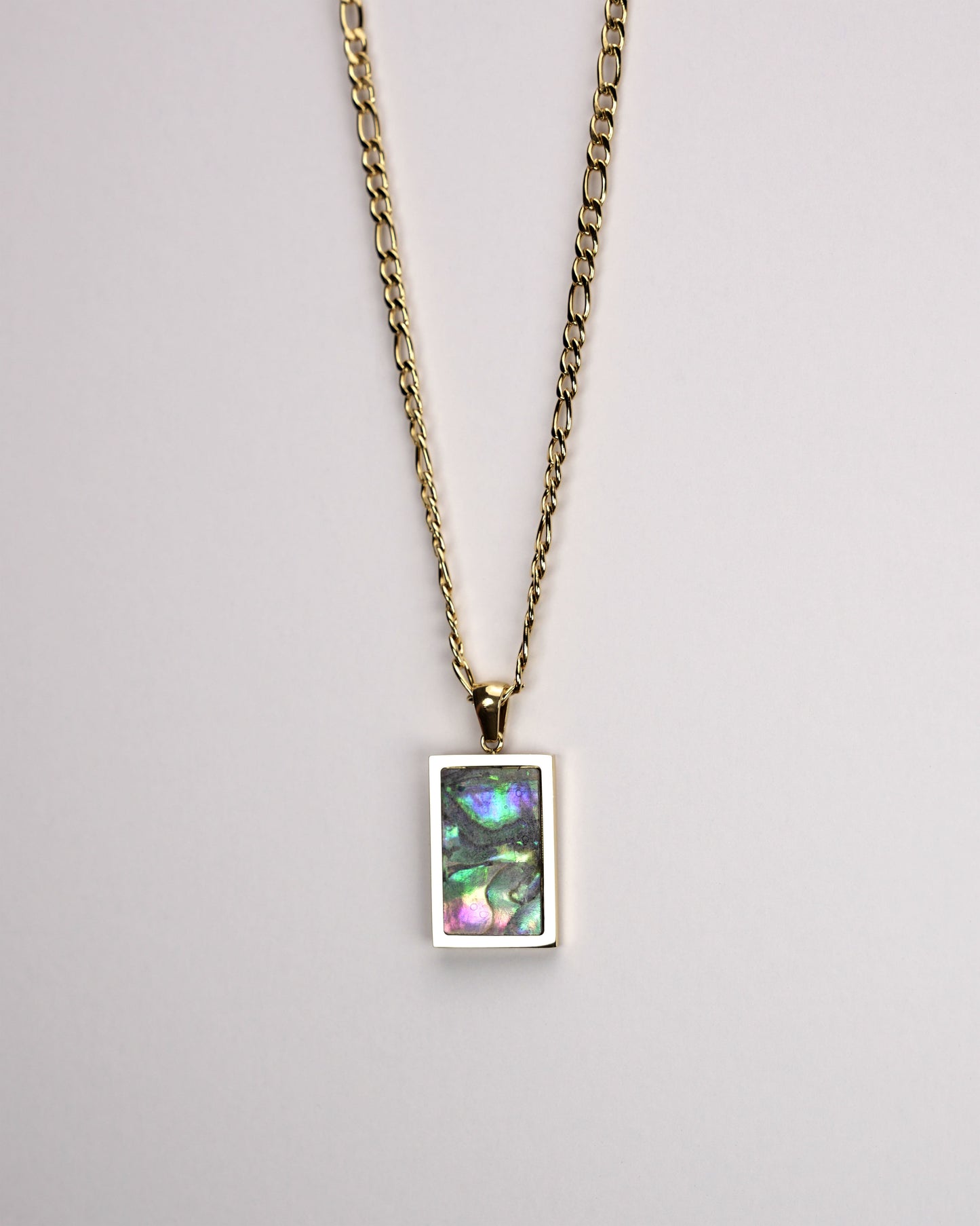 Square Natural Gemstone Pendant Necklace LUNAR VINES