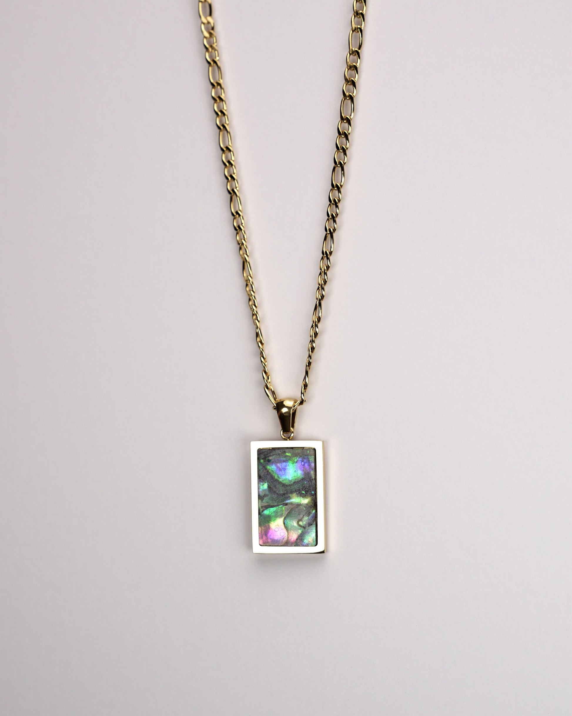 Square Natural Gemstone Pendant Necklace LUNAR VINES