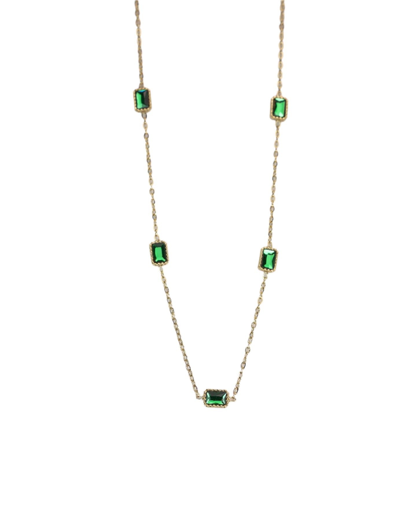 Green Cubic Zirconia Necklace LUNAR VINES