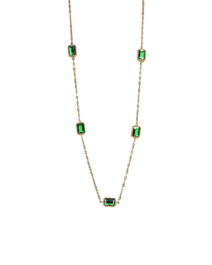 Green Cubic Zirconia Necklace LUNAR VINES