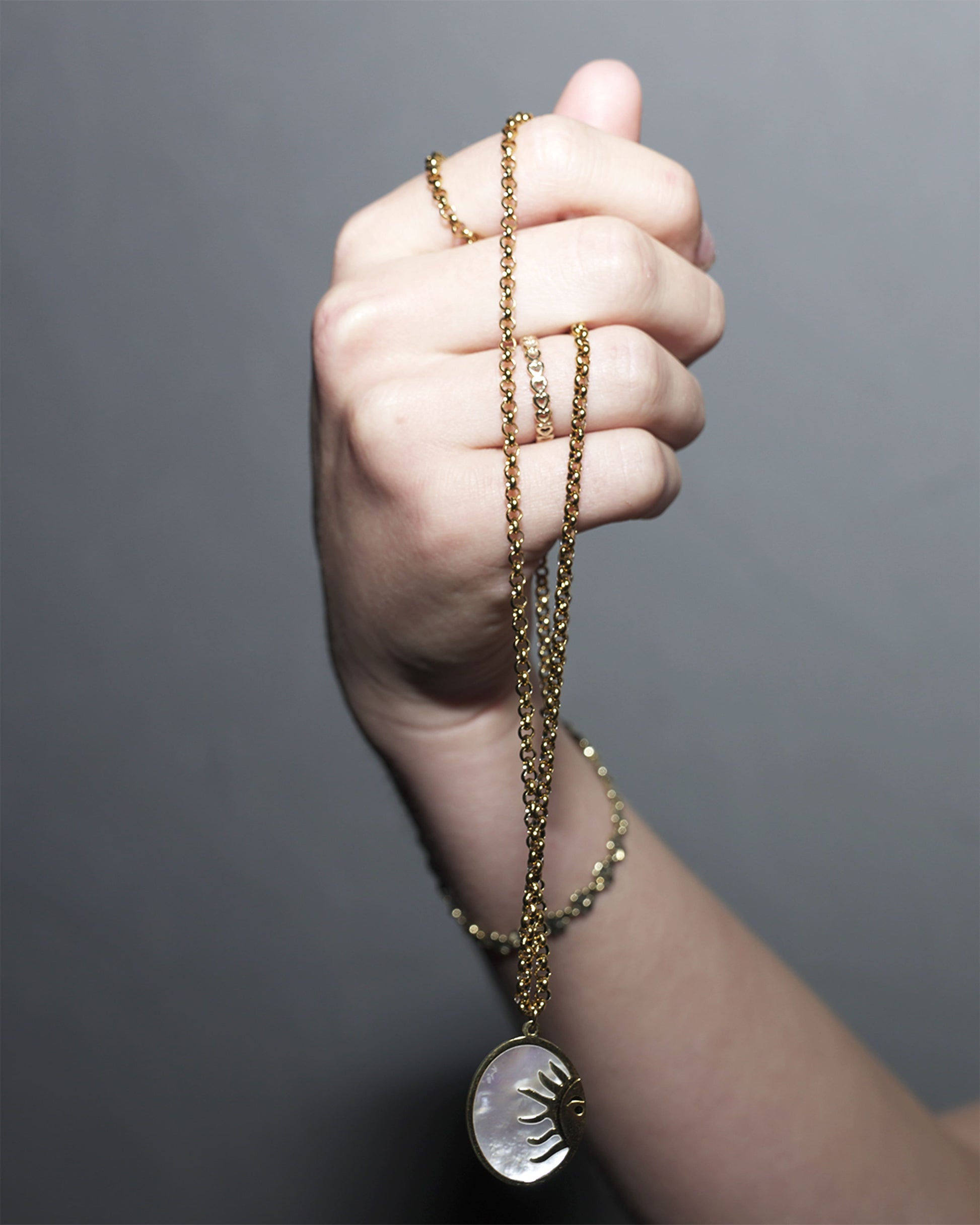Pearl Shell Sun Pendant Necklace LUNAR VINES
