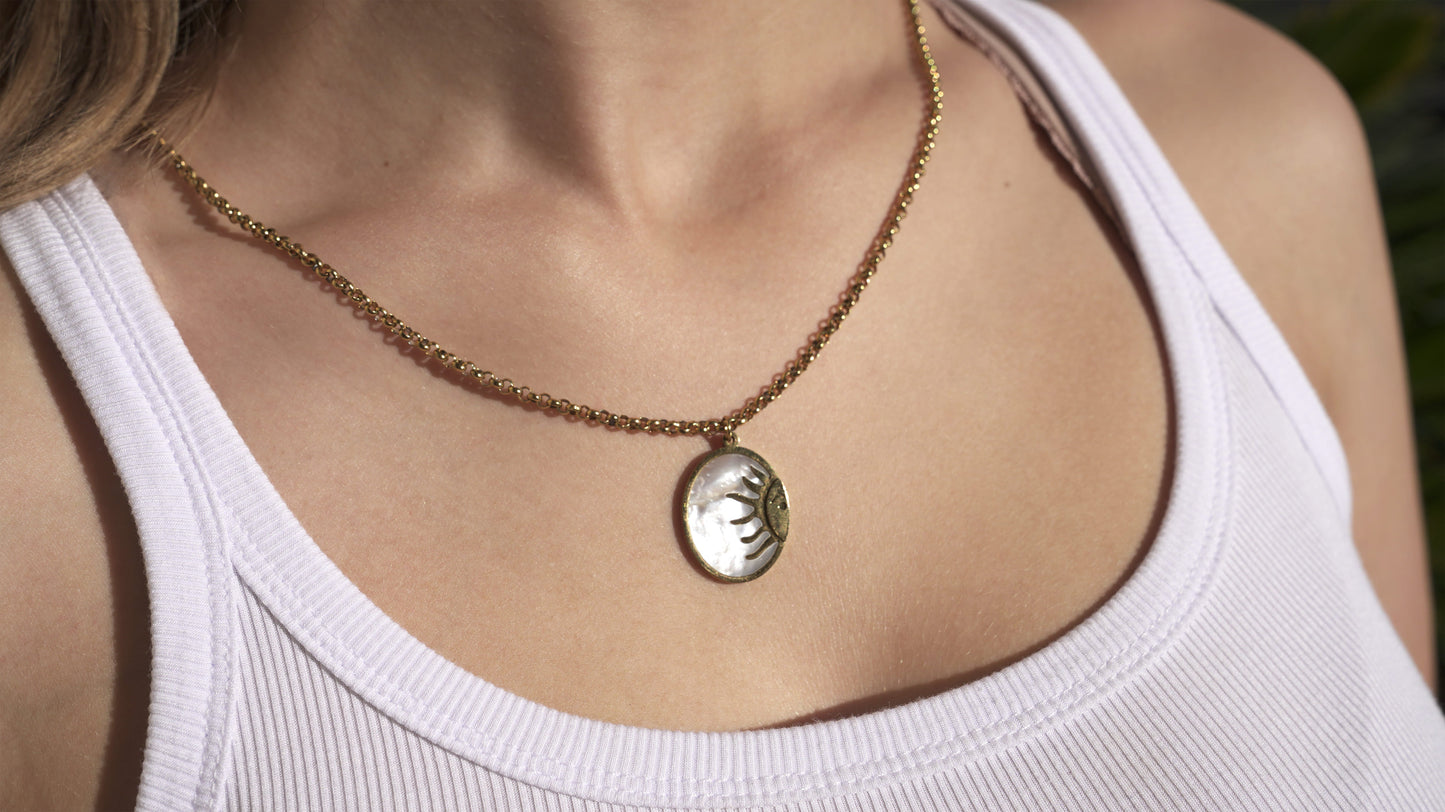 Pearl Shell Sun Pendant Necklace LUNAR VINES