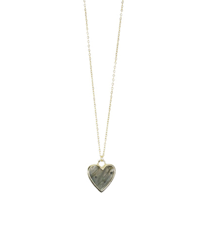Small Heart Stone Pendant Necklace LUNAR VINES