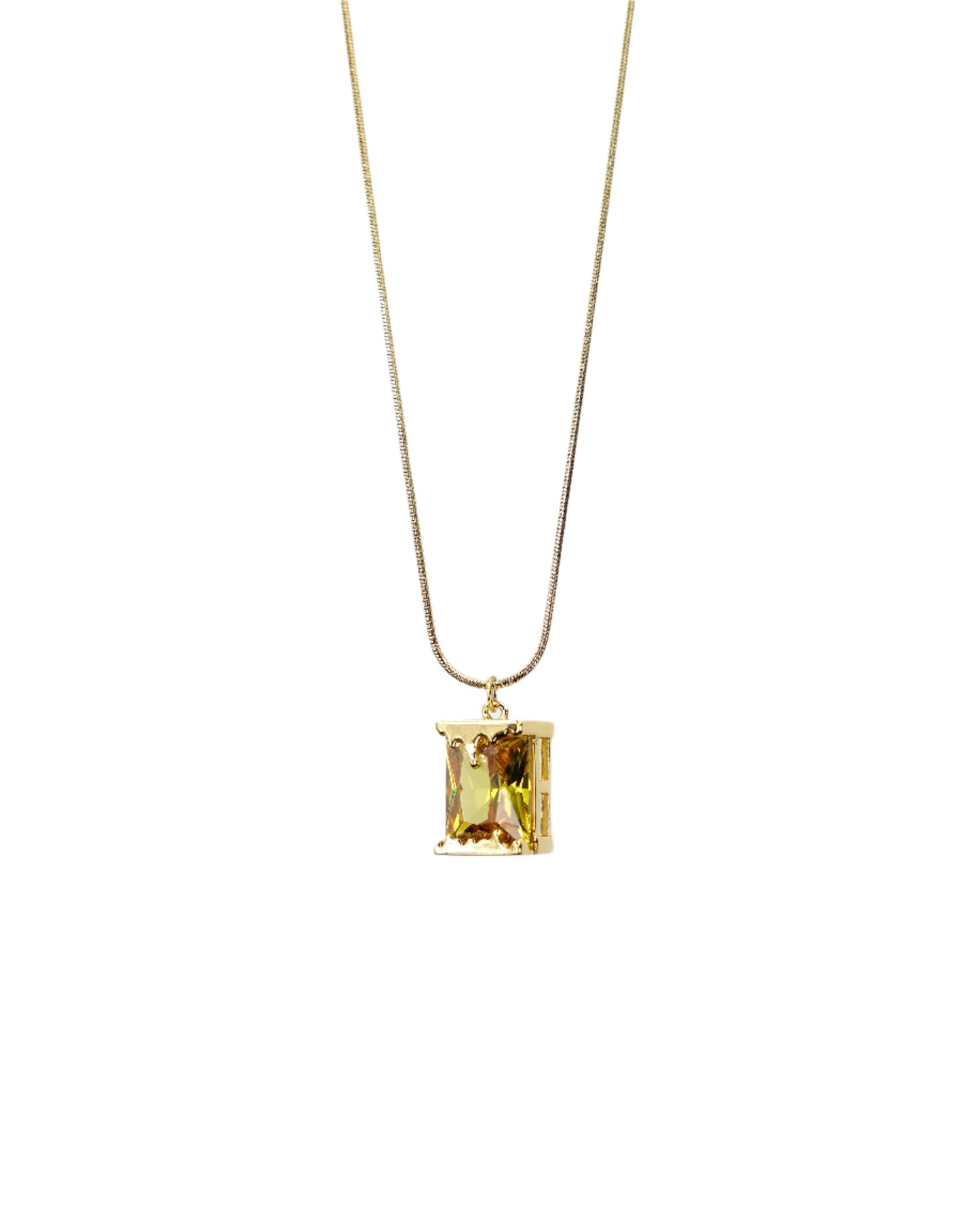 Vintage Brass Zircon Pendant Necklace LUNAR VINES