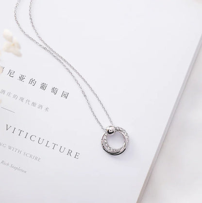 Circle Sparkling Diamond Earrings and Necklace Set