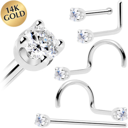 14k White Gold 2mm Lab Grown Diamond Nose Ring BodyCandy