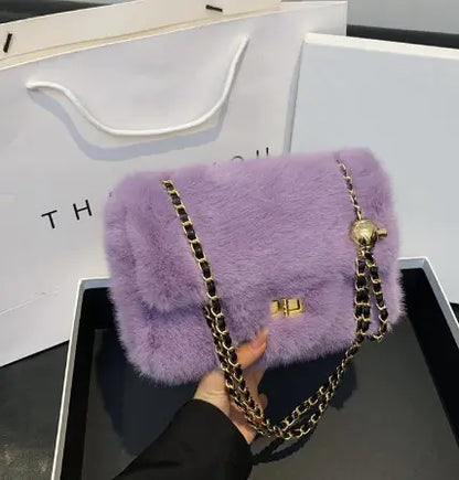 Fashionable Plush Crossbody Shoulder Bag
