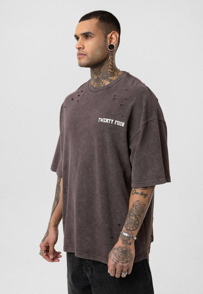 Nahmias Black 24 Blur Boxy Tee - Designer Vintage Style T-Shirt - Streetwear Graphic Top Withinblack