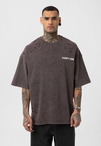 Nahmias Black 24 Blur Boxy Tee - Designer Vintage Style T-Shirt - Streetwear Graphic Top Withinblack
