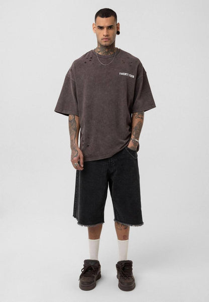 Nahmias Black 24 Blur Boxy Tee - Designer Vintage Style T-Shirt - Streetwear Graphic Top Withinblack