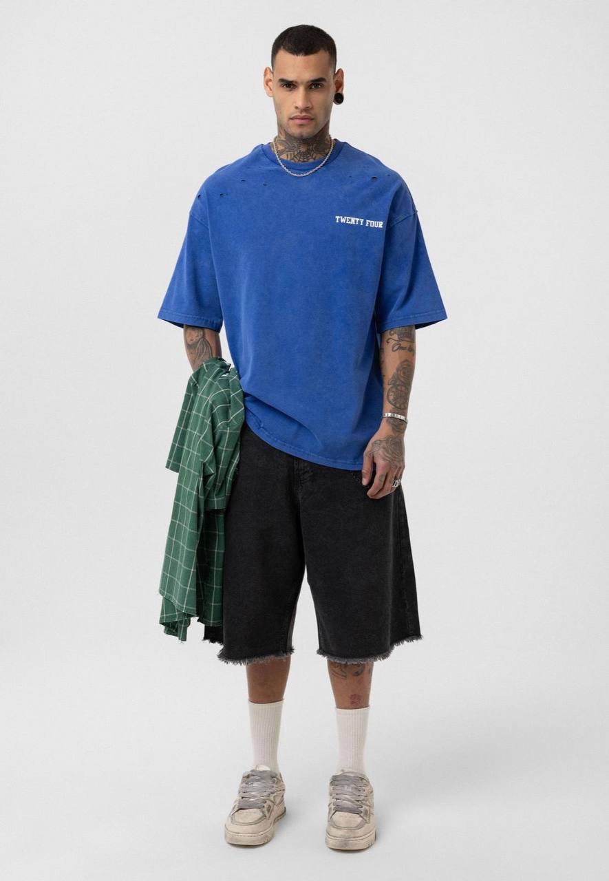 Nahmias Black 24 Blur Boxy Tee - Designer Vintage Style T-Shirt - Streetwear Graphic Top Withinblack