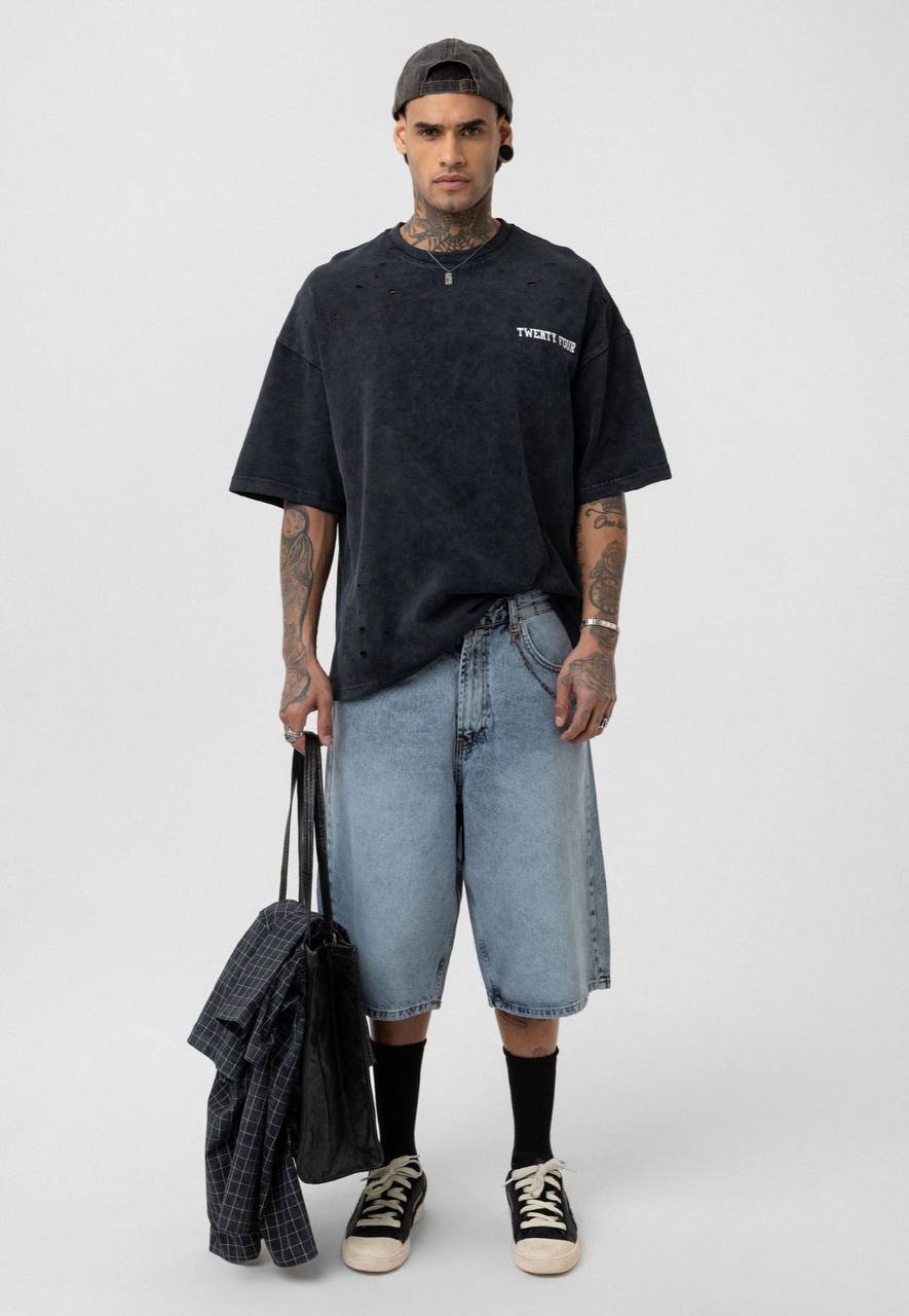 Nahmias Black 24 Blur Boxy Tee - Designer Vintage Style T-Shirt - Streetwear Graphic Top Withinblack