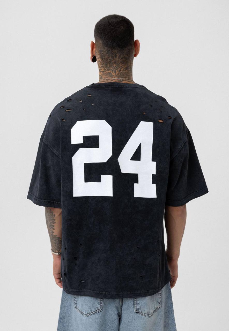 Nahmias Black 24 Blur Boxy Tee - Designer Vintage Style T-Shirt - Streetwear Graphic Top Withinblack