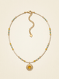 Natural Stone Beaded Necklace with Sun Pendant