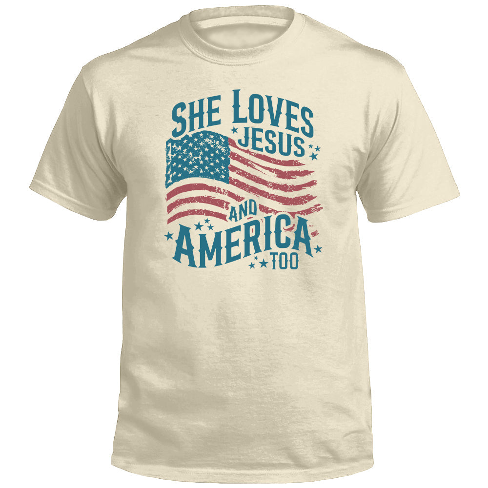 She Loves Jesus And America Too (Front) Shield Republic