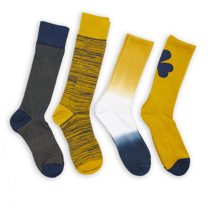 Navy Gold Mixed Socks 4 Pack -B DeadSoxy