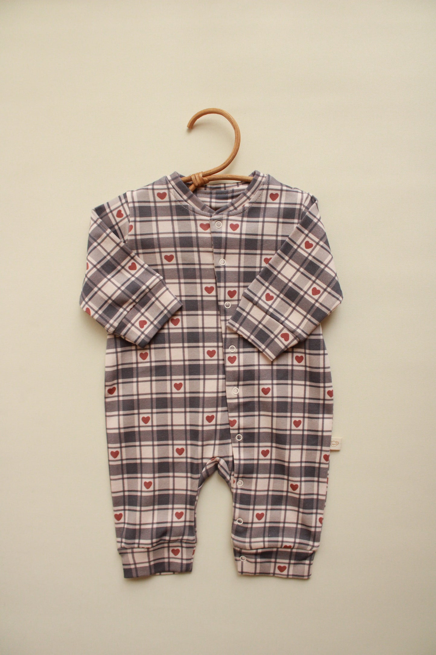 Heart Plaid Onesie Honey and Hive